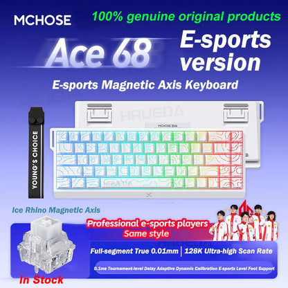 MCHOSE Ace 60 Pro 68 Magnetic Axis Mechanical Keyboard Customized Esports 0.01ms Latency RT 0.01mm 128K Gaming Keyboard Original