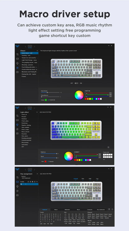 AULA F87Pro Mechanical Keyboard 2.4g/Usb/Bluetooth Tri Mode Wireless 87 Key 5 Layer Silencing Filling Suitable For Gaming+Typing