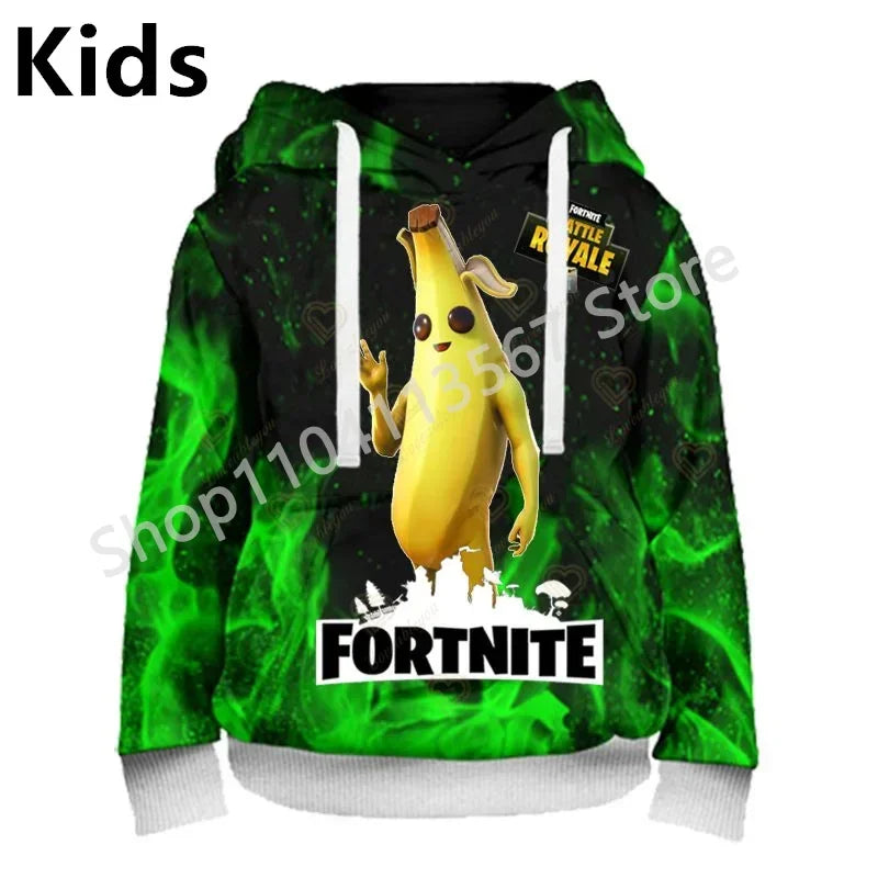 Φούτερ με Κουκούλα Llama Battle Royale F-Fortnited με 3D Εκτύπωση για Άνδρες, Γυναίκες και Παιδιά, Αγόρια και Κορίτσια, Streetwear Πουλόβερ, Πράσινα Τοπ