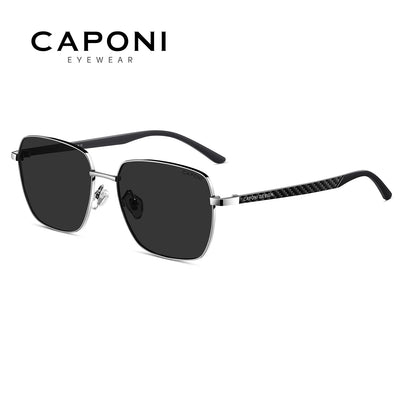 CAPONI Polarized Sun Glasses For Men Light Carbon Fiber Photochromic Black Shades Driving UV420 Oil-proof Lenses Eyewear BS34713
