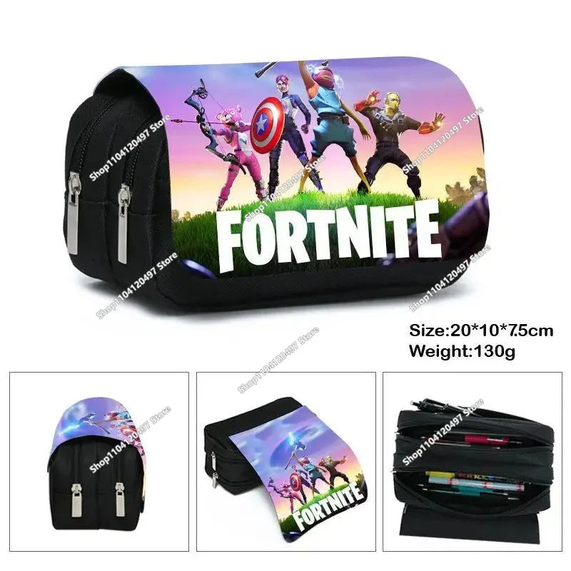 Fortnite Kids Pencil Bags Multifunctional Stationery Box Children's Large Capacity Double Layer Stationery Bag