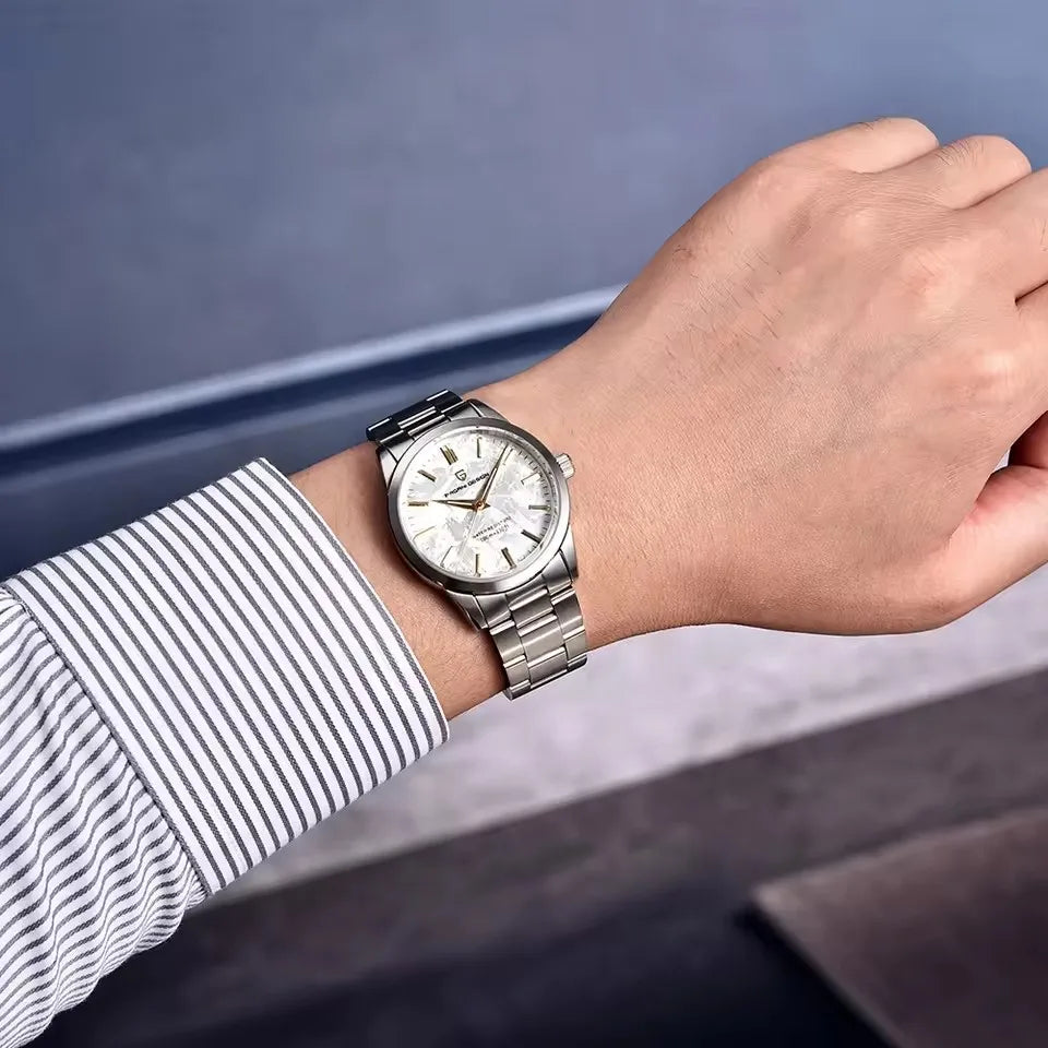 PAGANI DESIGN 40MM Meteorit-Zifferblatt Herren-Quarzuhr Luxus Business Saphir 316L Edelstahl 100M wasserdichte Uhr für Herren