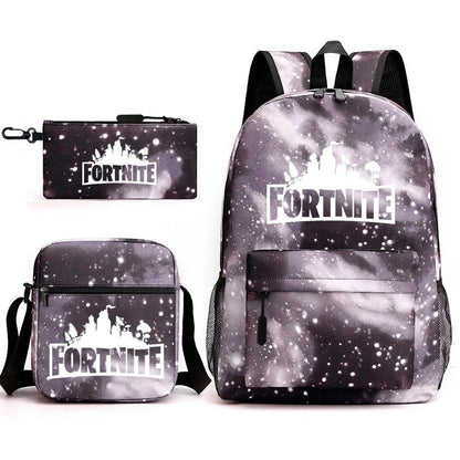 3Pcs Fortnite Gaming Backpack Set Lightweight Minimalist Laptop Schoolbag Pencil Case Lunch Bag Casual Travel Bag Holiday Gift