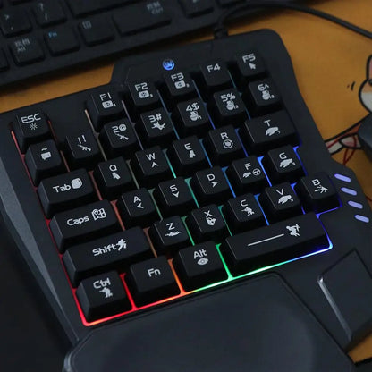 USB Single Hand Keyboard Luminous Ultra-slim One Handed Keyboard 3 Color Backlight 35 Keys Gaming Mechanical Keyboard Laptop