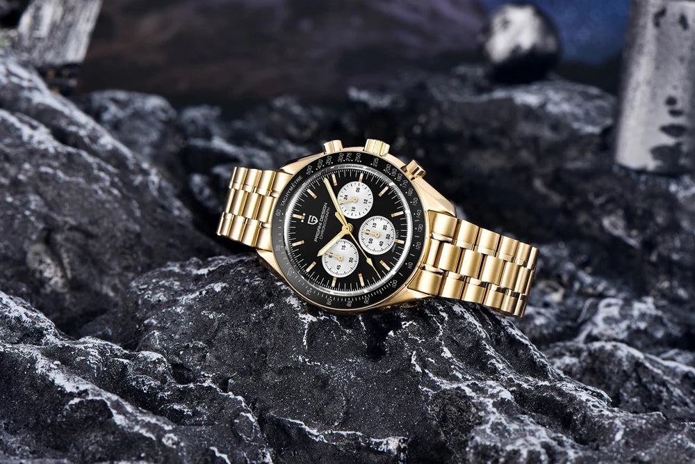Zegarek PAGANI DESIGN Moon – luksusowy męski chronograf kwarcowy w sportowym stylu, szafirowe szkło z powłoką antyrefleksyjną, luminescencyjny wyświetlacz