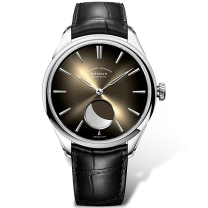 BORMAN 41.5mm 5ATM Waterproof Mechanical Watches Moon Phase Luxury Designer Men Dress Automatic Wristwatch