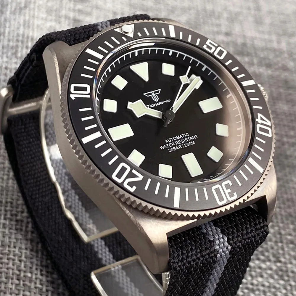 Titanium Case Tandorio 42mm Retro FXD NH35 PT5000 Mechanical Men's Watch Sapphire 200M Diver Watches Luminous Watches for Men