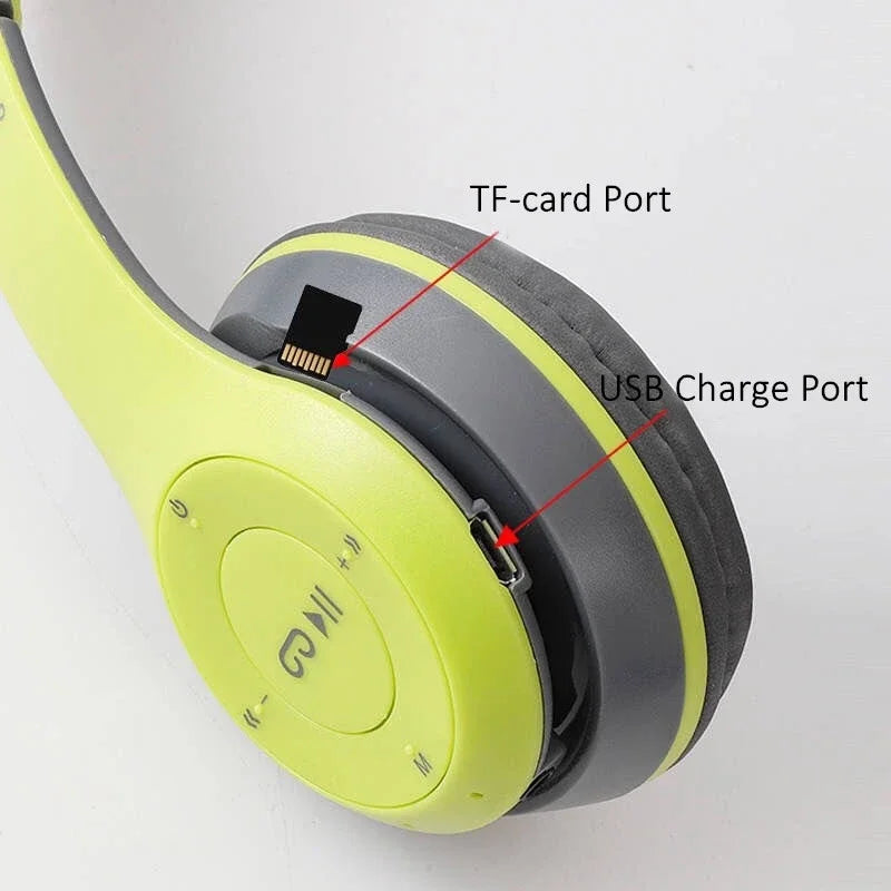 P47 Bluetooth 5.0 Wireless Headphones Foldable HiFi Stereo Bass Headset with Mic, Portable Over-Ear Bluetooth Headphones for Kids, Gaming & Music