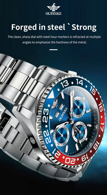 OUPINKE Fashion Mens Watches Top Brand Luxury Business Sport Watch Multifunction Automatic Mechanical Men Clock Waterproof Reloj