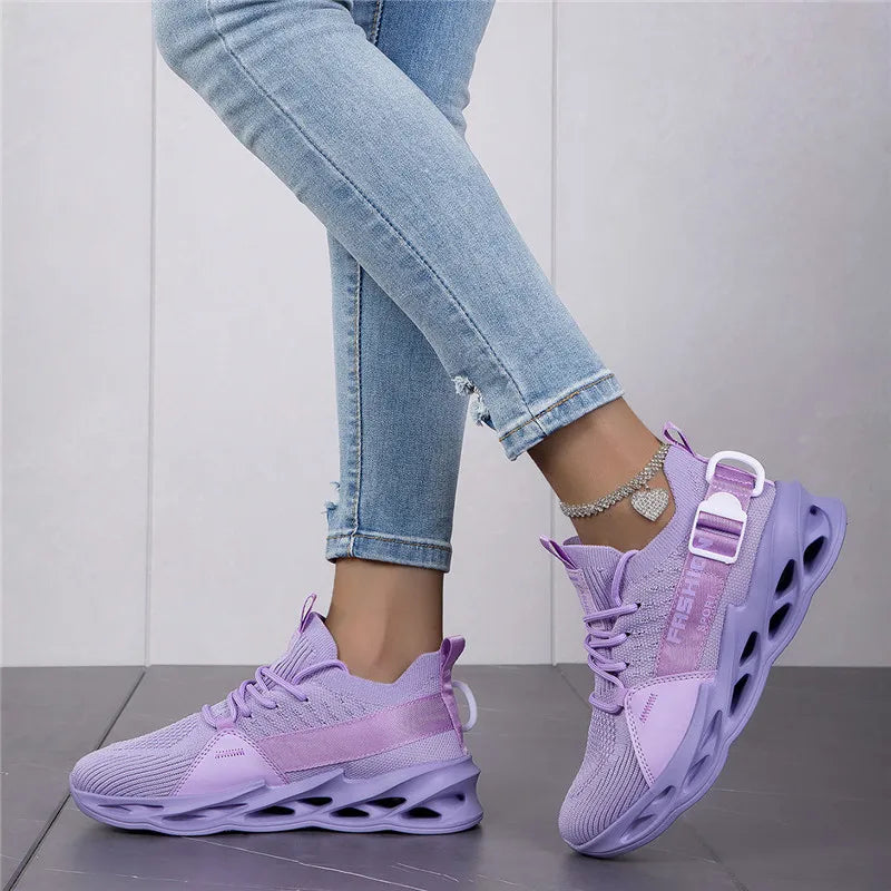 Sneakers casual viola alla moda per donna e uomo, scarpe da corsa Blade, taglie grandi 48, scarpe sportive leggere e traspiranti, sneakers da uomo in rete