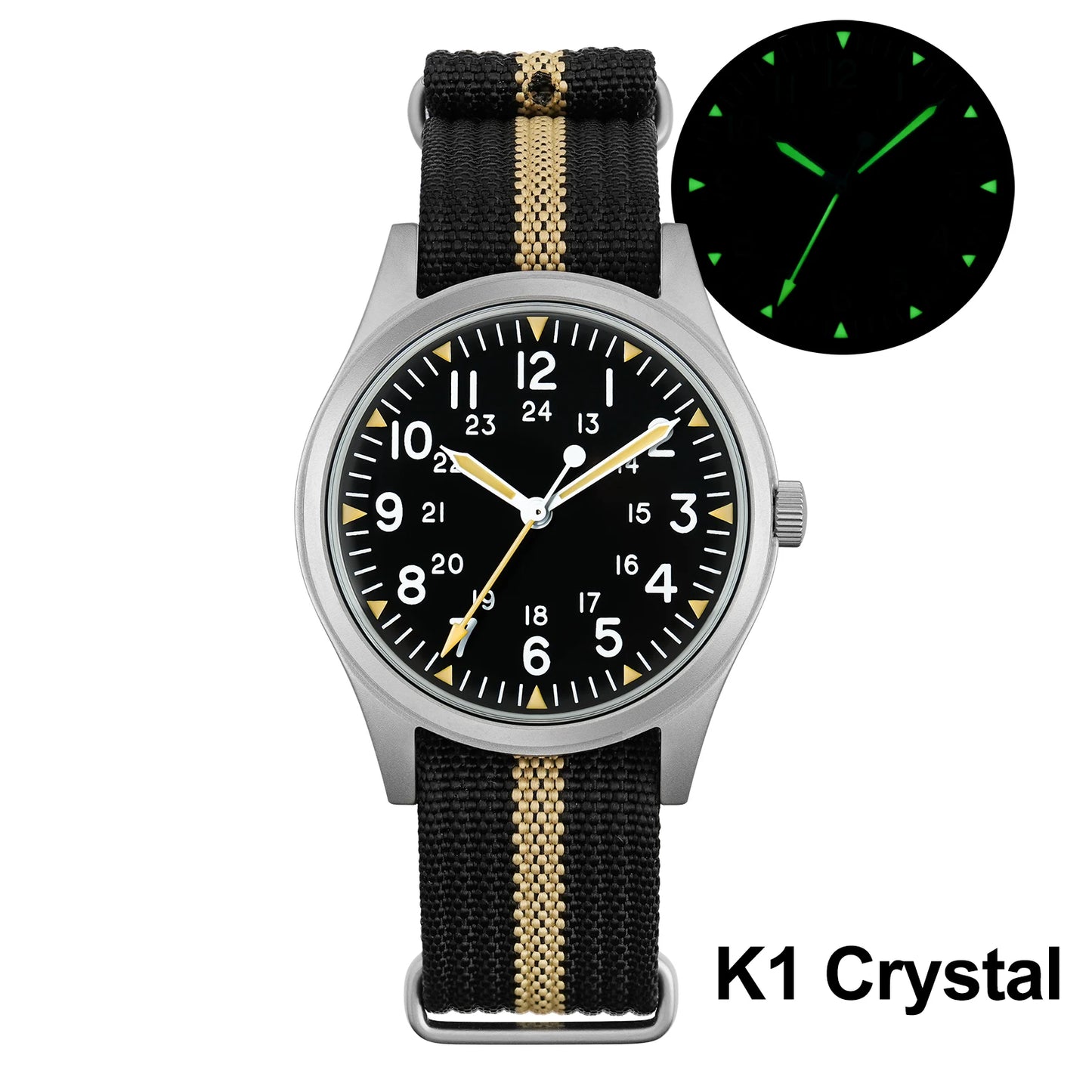 Militado ML07 Quartz Watch VH31 Movement Sapphire Crystal Military Watch 100m Waterproof High Clear AR Coating Luminous Watch