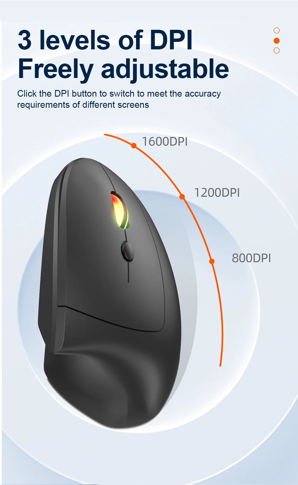 2.4G Bluetooth vezeték nélküli függőleges egér, újratölthető, ergonomikus, 1600DPI állítható gaming egér, 6 gombos, laptophoz, PC-hez és számítógéphez