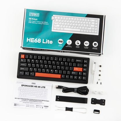 EPOMAKER HE68 Lite 65% ANSI US Layout Tray-Mounted Wired Hall Effect Magnetic Mechanical Keyboard DKS SOCD RGB Backlight