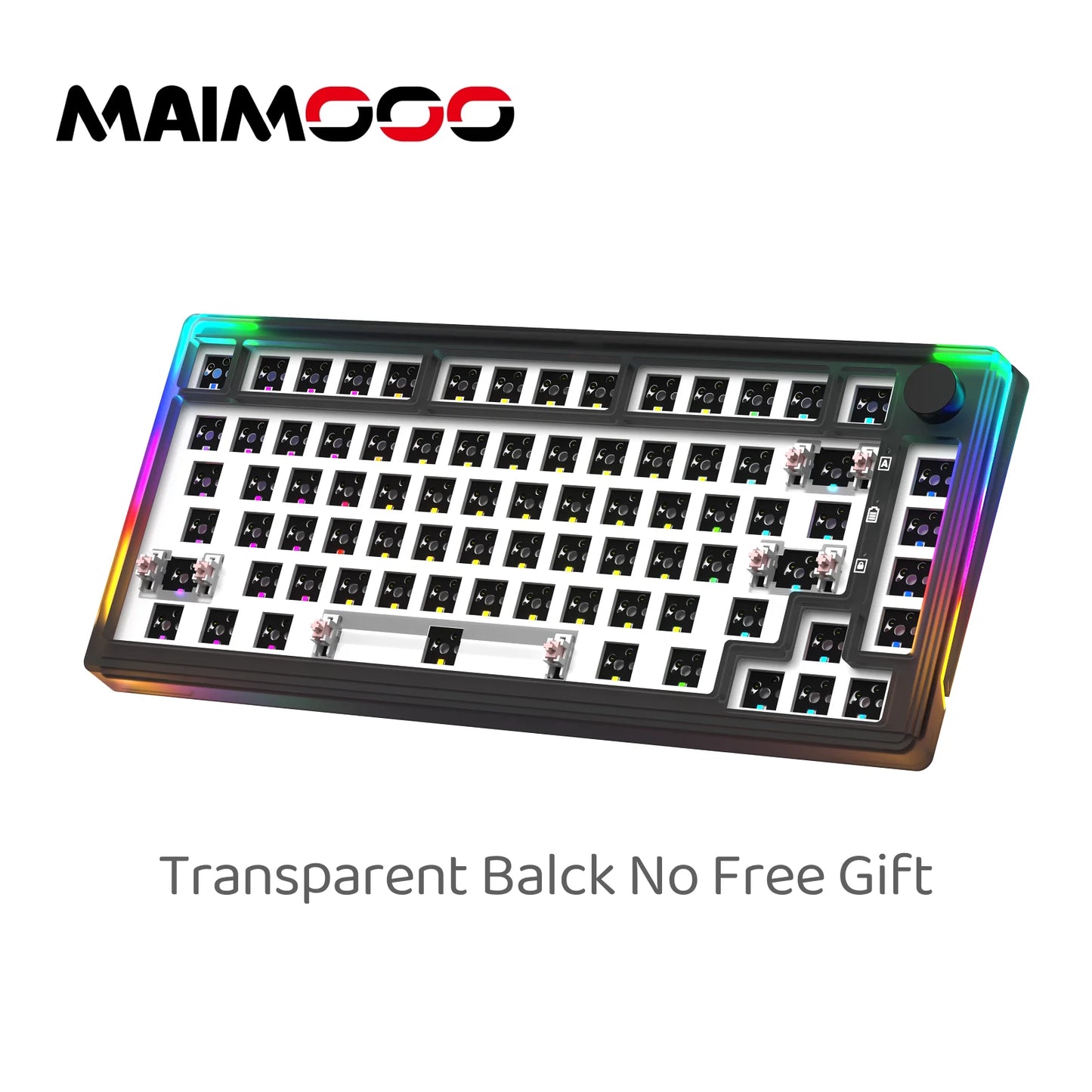 MAIMOOO KX75 75% Keyboard Kit Hotswap Transparent Full RGB Backlit 2.4GHz/ Bluetooth Macro Custom DIY Mechanical Keyboard