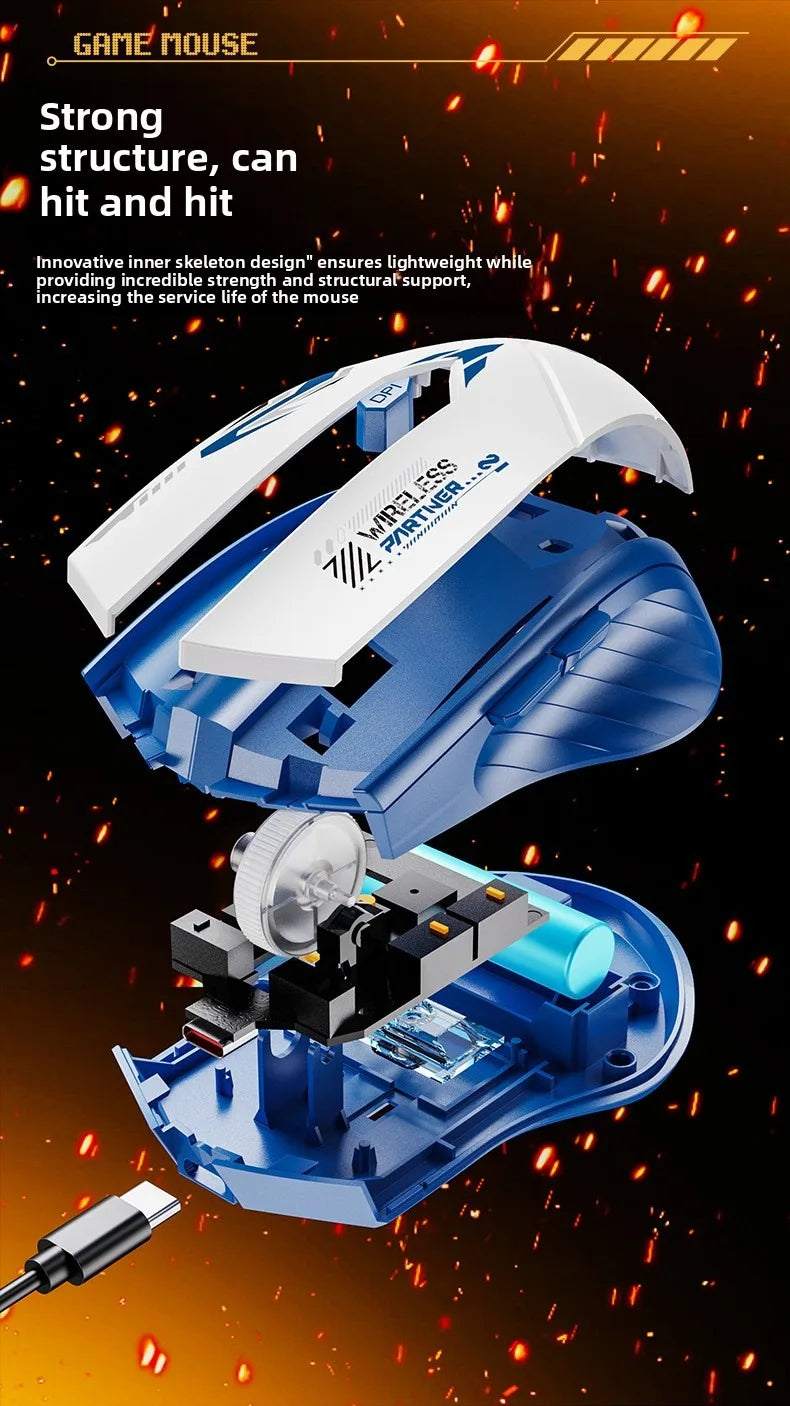 Rechargeable Wireless Mouse Bluetooth 5.4 & 2.4GHz Gaming Mouse, Ergonomic Wireless Mouse 1600 DPI for PC, Laptop & Office
