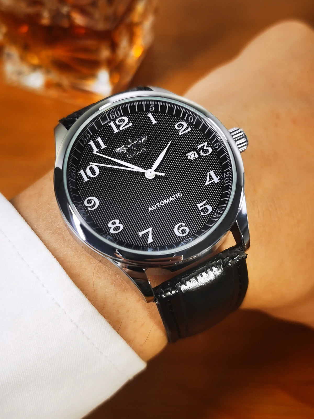 Pánské hodinky WINNER – klasický, retro a elegantní styl – mechanické hodinky s automatickým nátahem a kalendářem – luxusní značka, ocelové pouzdro a kožený řemínek