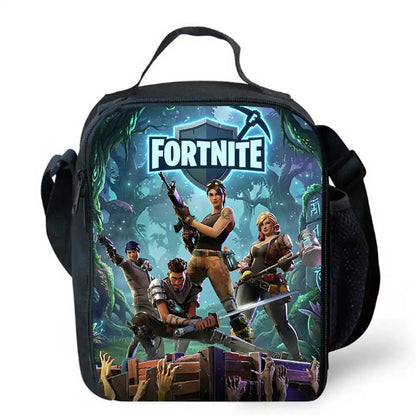 Children's Cartoon Fortnite Picnic Bag For Boys and Girls Age 5-10，Kids Insulated Cooler Lunch Bags Cute Portable Lightweight