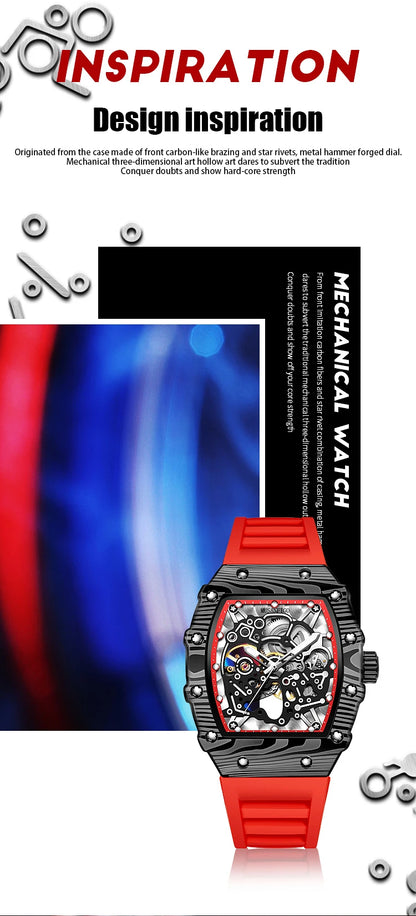 MUSANFIGO barrel shaped design, luxurious fully automatic mechanical men's watch, waterproof and luminous trendy watch
