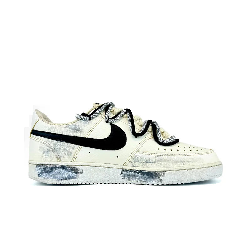 Personalizované tenisky Nike Court Vision 1 Low „Eye of God 2.0“ s efektem opotřebení a rozstříknutým vzorem – pánské tenisky na skateboarding
