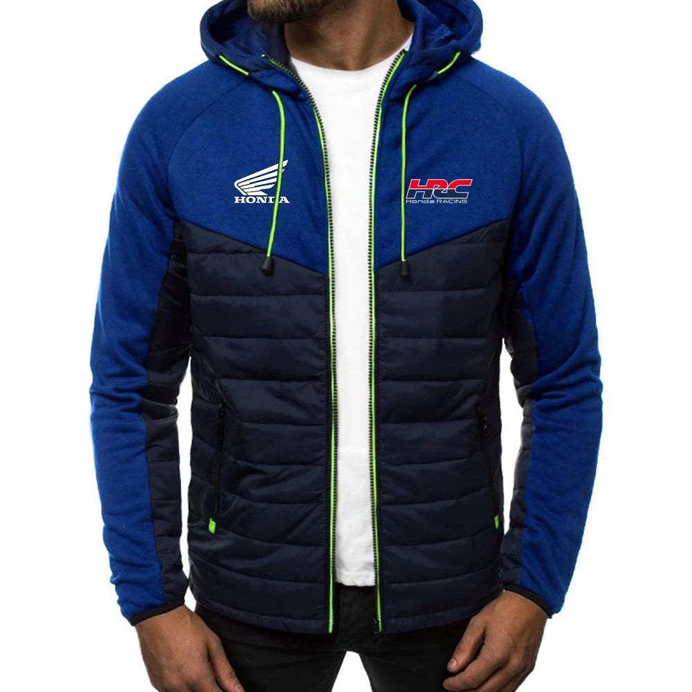 Produit gaming premium Fraquane, 2025 Spring And Autumn Comfortable Jacket Slim Coat Men's New Seven-color Cotton-padded Honda racing Print Patchwork Hoodies, équipement gamer