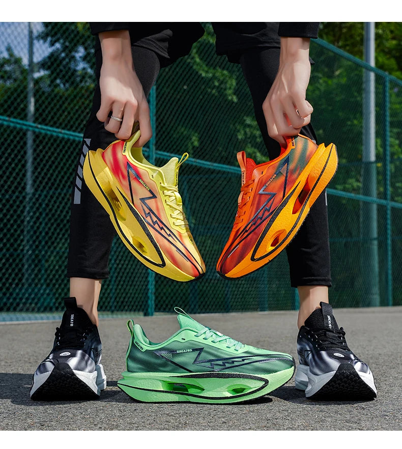 Løbesko til maraton, specialudgave til mænd, sportssko med kulfiberplade, åndbare, ultralette, komfortable, atletiske, støddæmpende, stabile sneakers til kvinder