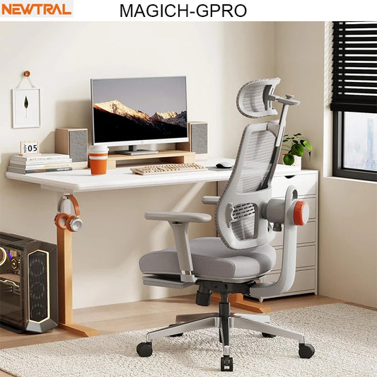 Newtral MAGICH-GPRO Ergonomic Office Chair with Footrest, Auto-Following Backrest, 4D Armrests, Adjustable Headrest, Reclining Desk Chair