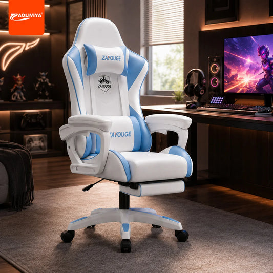 AOLIVIYA Gaming Reclining Chair Ergonomic Office Chair with Footrest, Adjustable Swivel Computer Chair, Racing Style E-Sports Gaming Seat