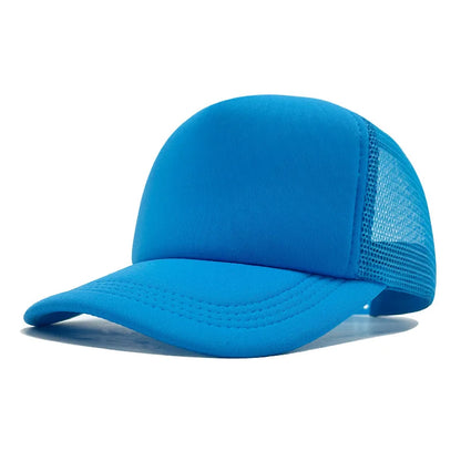 Sponge Mesh Baseball Cap - Unisex Solid Color Trucker Hat Adjustable UV Protection Fashion Breathable Snapback Sun Hat