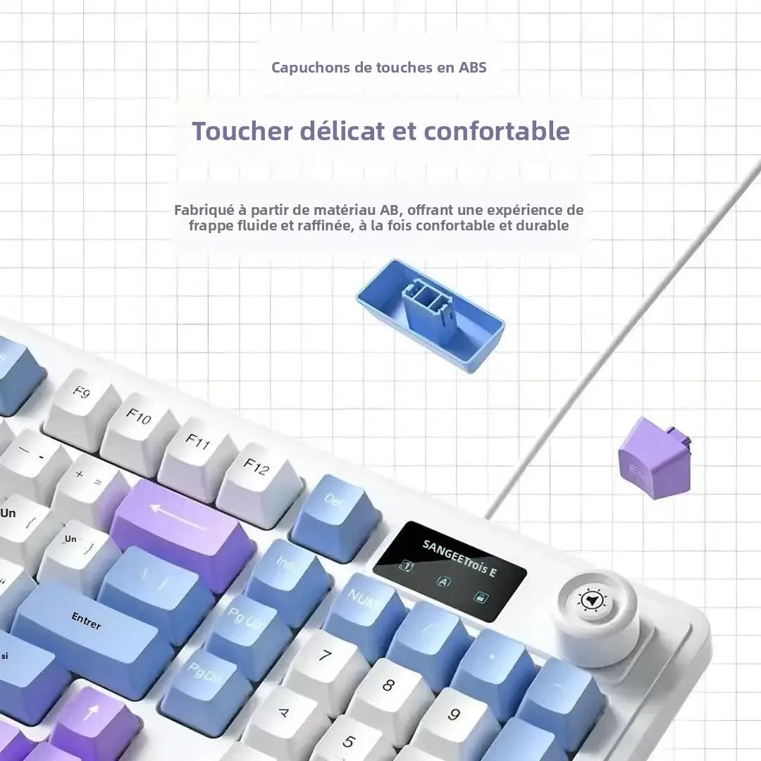 RGB 98Key Silent Keyboard and Mouse Set Wired Mechanical Feel with Screen Display Gaming Office Combo for PC Laptop Desktop
