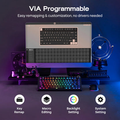 EPOMAKER x AULA F75 Ultra VIA Programmable 75% ANSI US QWERTY Layout Gasket Wired/Bluetooth/2.4Ghz Wireless Mechanical Keyboard