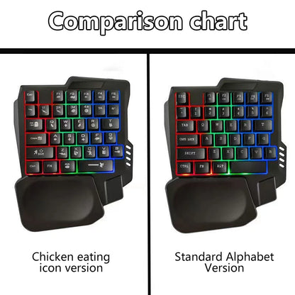 1pc RGB Gaming Keyboard Single Hand Mini USB Ultra-slim Wired 35-Keys OneHandedly Backlight Keyboard For Computer PC Laptop