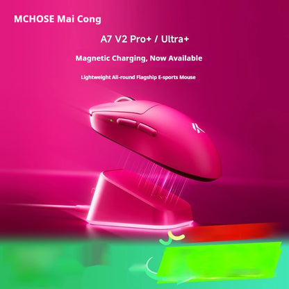 MCHOSE A7 V2 Ultra+ Kabellose Maus Tri-Mode Leichtgewicht Paw3950 Ti 42000dpi 500mah PC E-Sports Laptop Gaming-Maus Zubehör