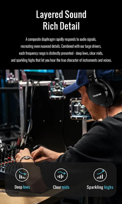 TAKSTAR PRO 70 Professional Studio Monitoring Headphones – Closed-Back Wired Over-Ear Headset for Music Production, DJ, Gaming & Recording