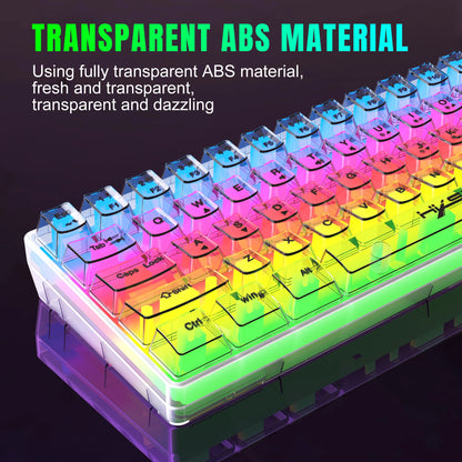 HXSJ V700 60% Wired Transparent Gaming Keyboard, RGB Backlit 61 Keys Compact USB Gaming Keyboard for PC, Mac & Laptop