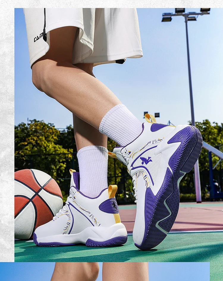 Chaussures de basket-ball pour hommes, respirantes, avec amorti, antidérapantes, résistantes à l'usure, chaussures de course, chaussures de sport pour la salle de sport, baskets de basket-ball pour hommes.