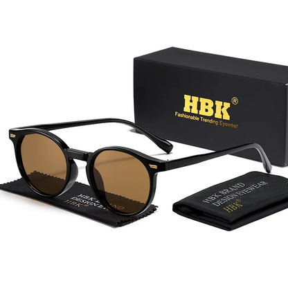 HBK Fashion Polarized Sunglasses Men Round TR90 Frame Fashion Sun Glasses Women Driving Sports UV400 Lunette De Soleil Homme