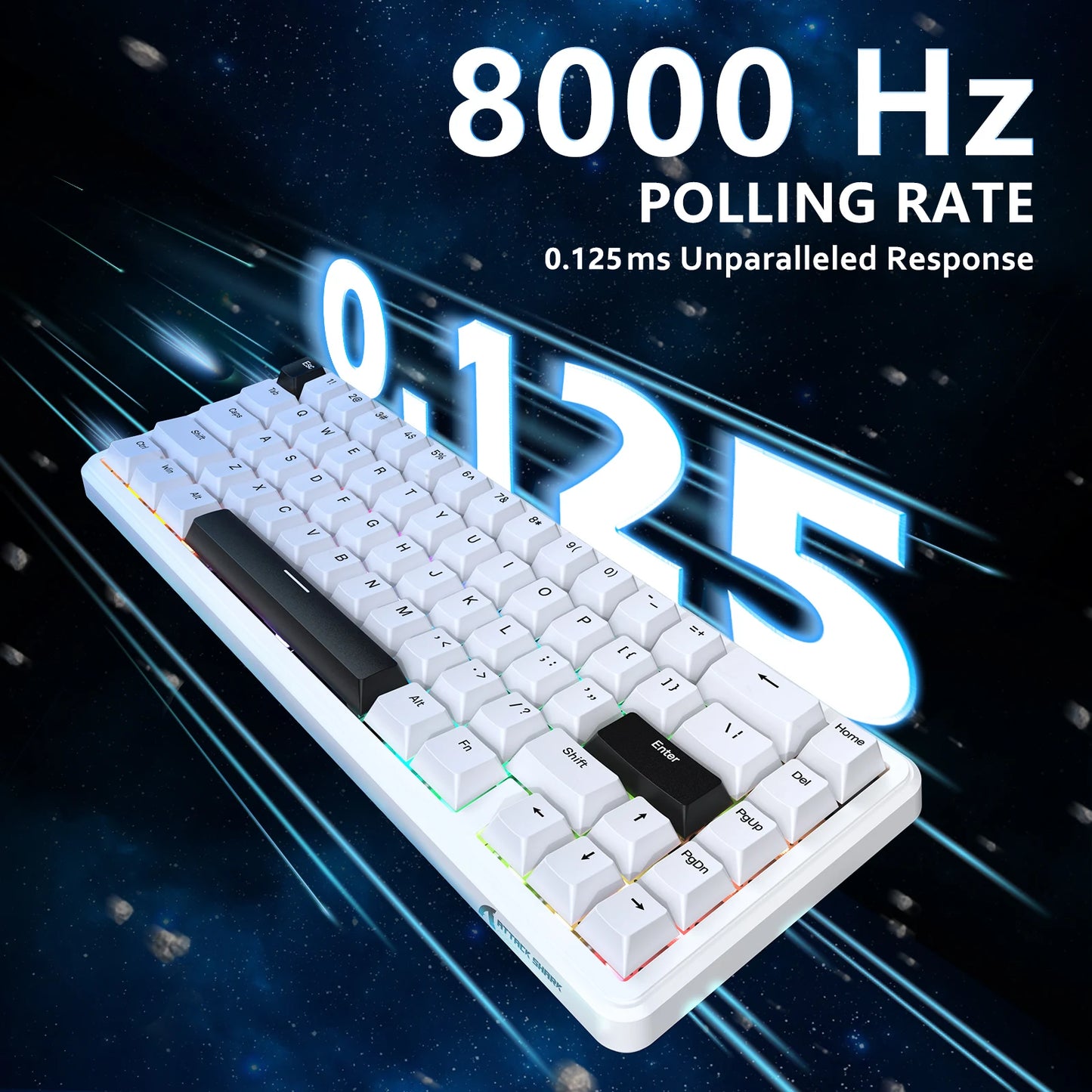 ATTACK SHARK X65 HE Magnetic Switch Rapid Trigger Keyboard, 65% Wired Gaming Keyboard with 8000 Hz Polling Rate