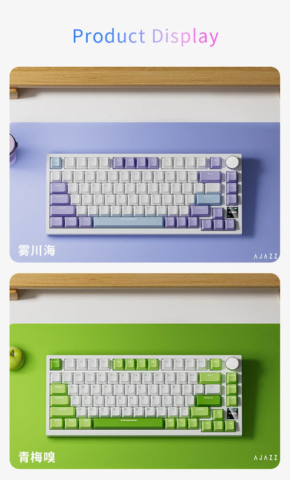 AJAZZ AK820 Mechanical Keyboard 70% Compact Layout/RGB Lighting/Hot-swappable Switches, with Wired, Wireless, and Bluetooth