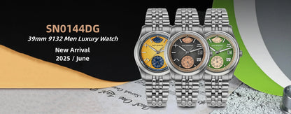San Martin 39mm Enamel Sunray JianZhan Dial Men GADA Watch 90S5 Automatic BGW-X1 10Bar Sapphire 5-Link Bracelet SN0144CG