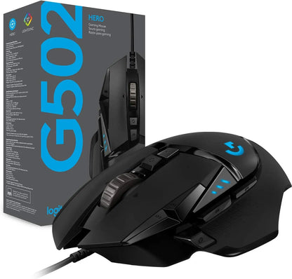 Mouse gaming cablato Logitech G502 HERO ad alte prestazioni, sensore HERO 25K, 25,600 DPI, RGB, pesi regolabili, 11 pulsanti, mouse PC/Mac