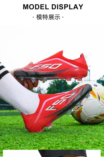 Botas de fútbol para hombre, tacos para césped, alta calidad para partido al aire libre, calzado antideslizante para niños, modelo de caña alta ligero muy vendido