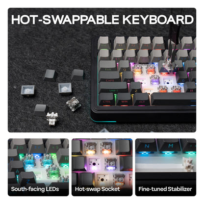 EPOMAKER EA75 75% US QWERTY Layout Hot-Swap Gasket-Mounted Wired/2.4GHz/Bluetooth Wireless Mechanical Keyboard RGB Backlight