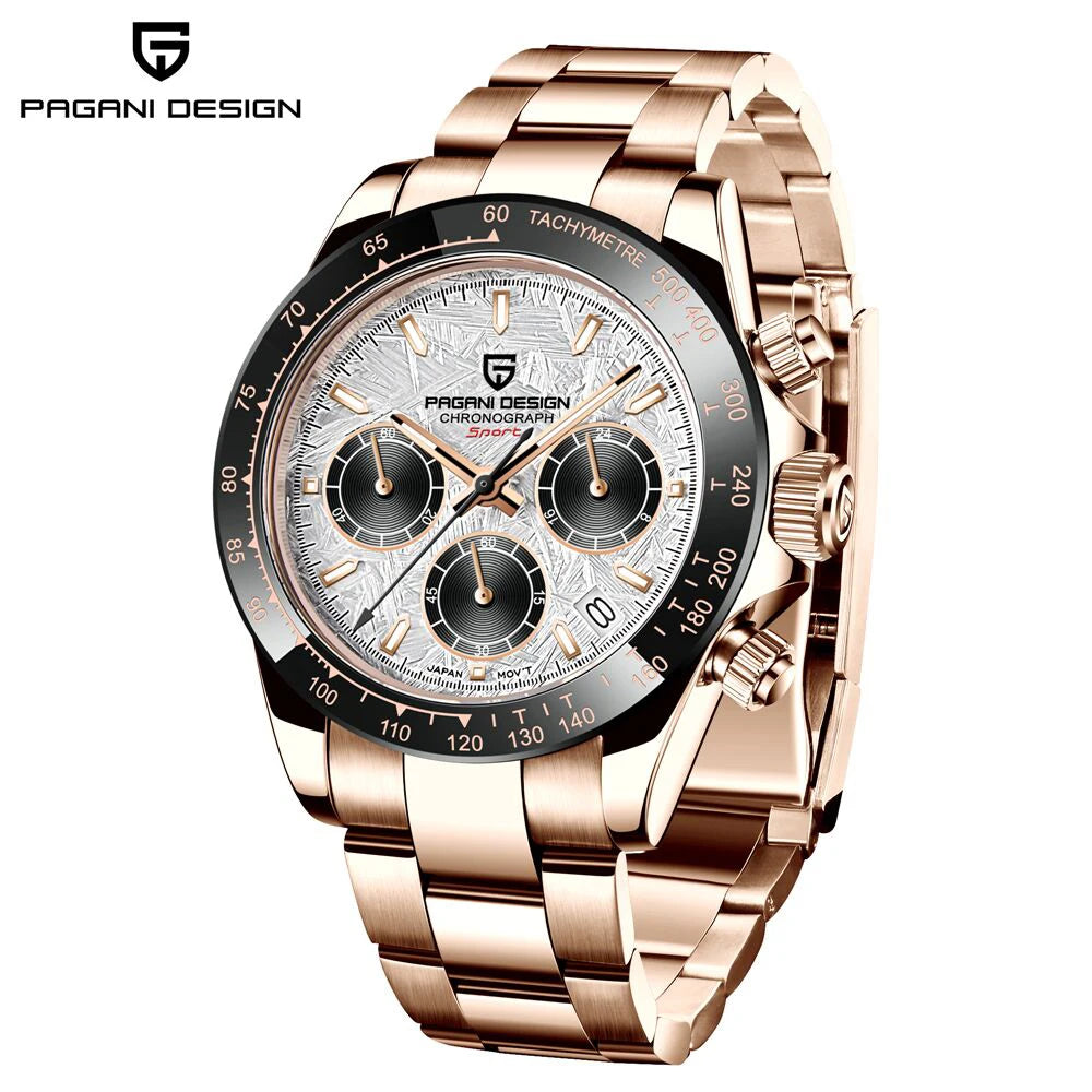 Orologio da uomo PAGANI DESIGN – Modello con quadranti colorati, orologio da polso al quarzo di lusso, cronografo dotato di un movimento