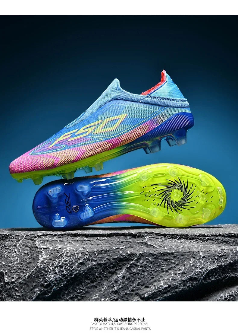 Nouvelles chaussures de football pour hommes, chaussures de match en extérieur, baskets de soccer, chaussures montantes de haute qualité, crampons antidérapants pour futsal et terrain synthétique, meilleures ventes