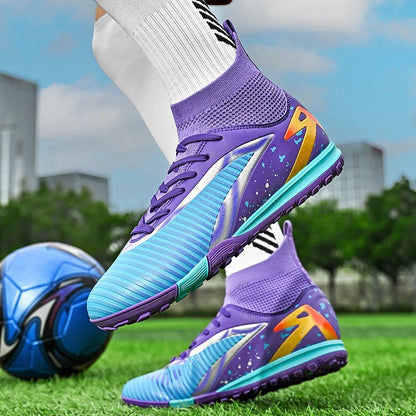 Chaussures de football pour hommes, chaussures de sport, chaussures de futsal à tige haute, chaussures de football de haute qualité pour l'intérieur, antidérapantes, pour l'entraînement en extérieur, crampons ultra-lég
