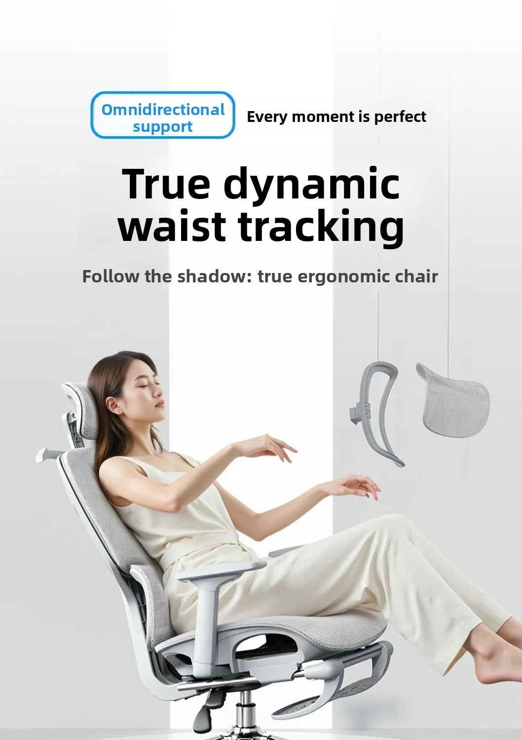 Sedia da ufficio ergonomica in rete con supporto lombare 6D, sedia da computer con schienale alto, sedia da scrivania reclinabile regolabile con poggiapiedi