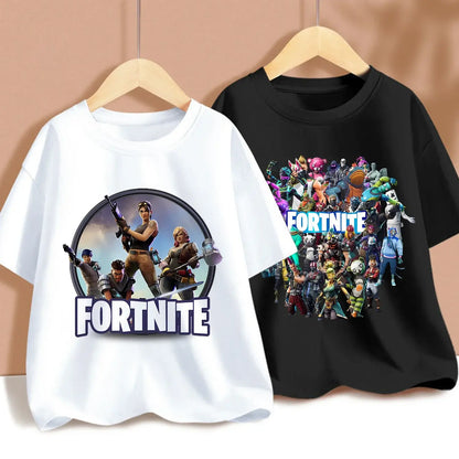 Sommer-Fortnite-Kinder-T-Shirt mit Cartoon-Spielfigur-Print, lässiges Sport-T-Shirt für Jungen, kurzärmelig, Kinderbekleidung