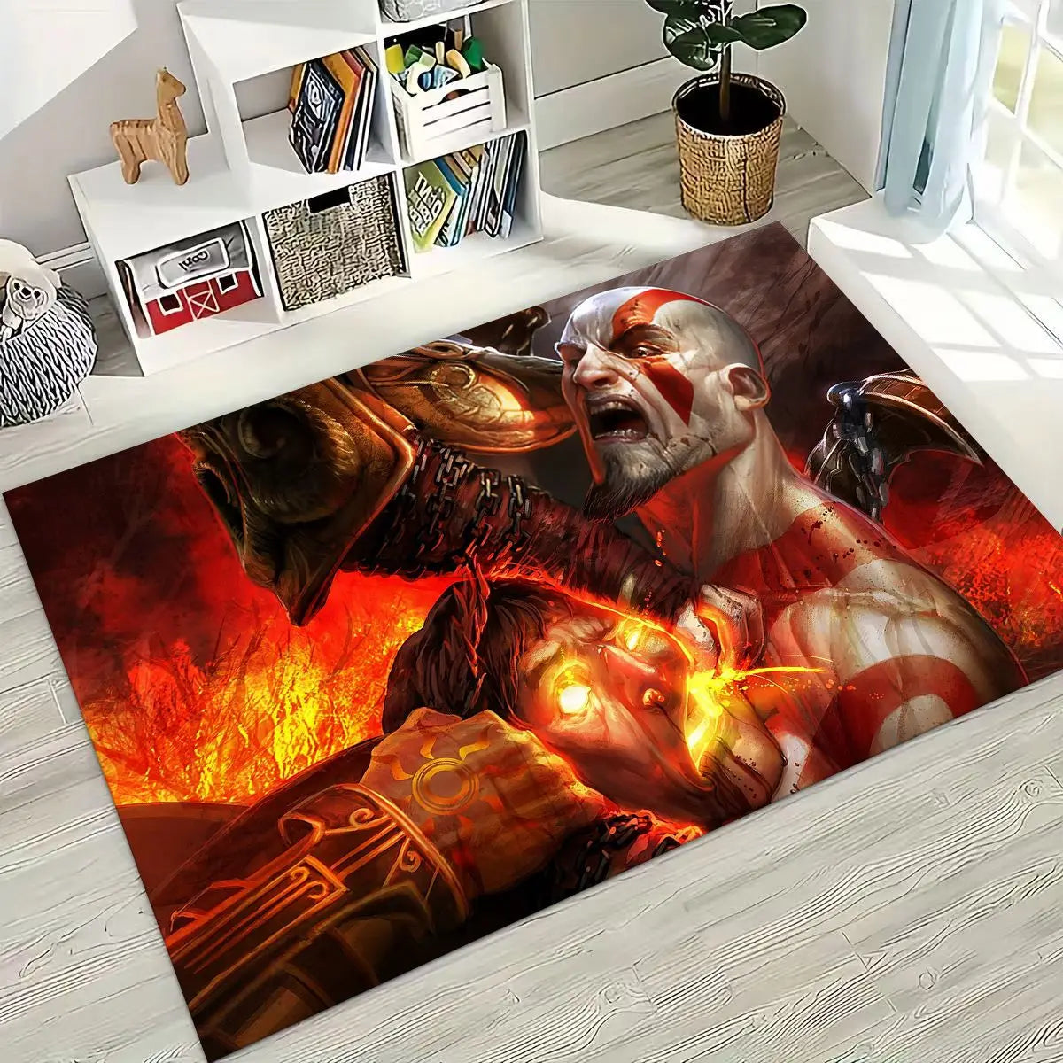 Classics God of War Kratos 3A Game Gamer Rug for Bedroom Living Room Sofa Home Doormat Decor, Large Kids Play Non-slip Floor Mat