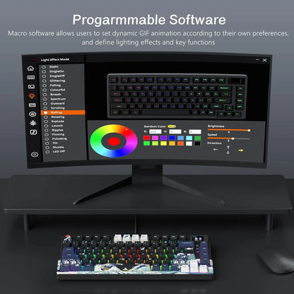Teclado gamer Womier S-K80 com ecrã OLED a cores, teclado mecânico gaming hot-swappable com montagem gasket, teclado RGB personalizado