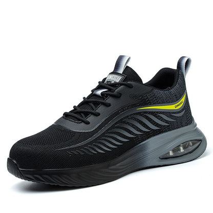 Chaussures de sécurité à coussin d'air pour hommes, anti-écrasement, anti-crevaison, bottes de sécurité indestructibles à boucle, baskets de travail Parker en acier